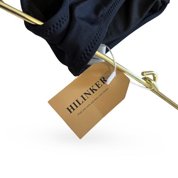 Hilinker Black Cutout Halter One-Piece Swimsuit with High-Waisted Shorts Size S - Picture 6 of 7